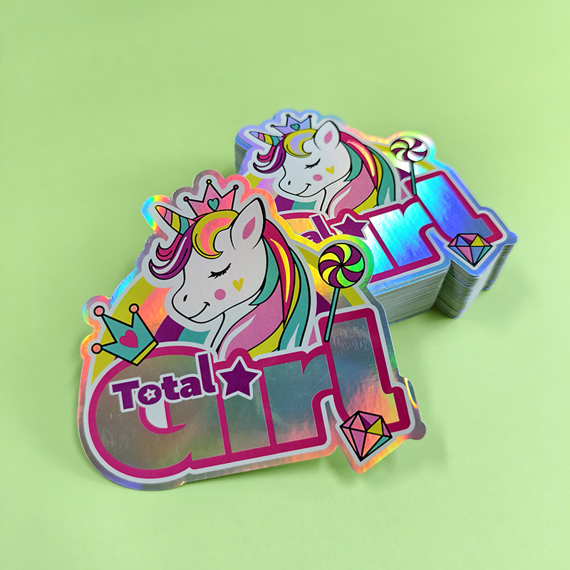 Die Cut Holographic Decal Sticker Custom Design Customizable Waterproof Holographic Vinyl Anime Kids Sticker