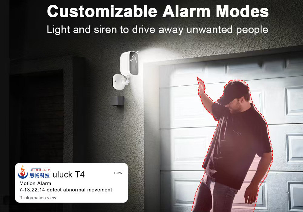 Battery - powered home safety camera Remote control by APP Alarm prompt mobile monitoring 4GWireless high-definition Full-color night vision camera(uluck T4)  