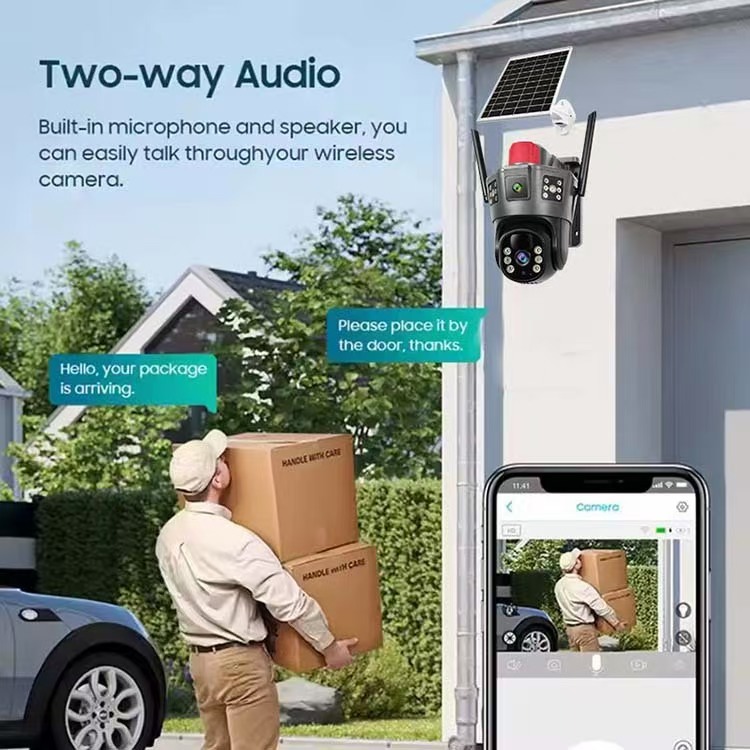 V380 Dual - Lenses Two-screen Uluck TD-35 White and Gry 4G/Wireless Solar camera Cross - border factory   