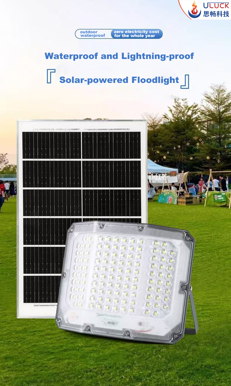 Three-sided solar-powered outdoor courtyard lamp Street lamp lighting fixture Led 100W waterproof solar light  