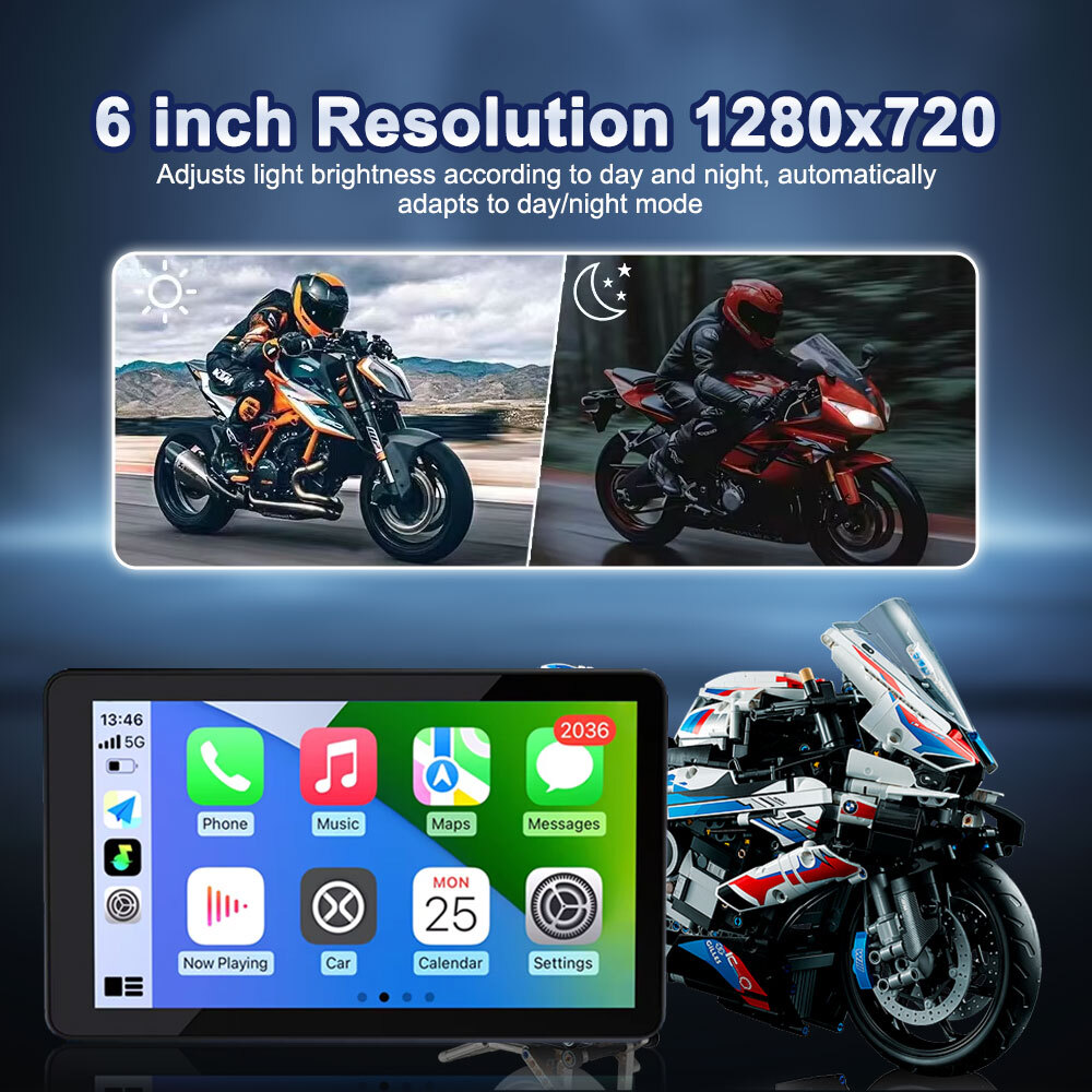 USB Touch Outdoor Waterproof Sunscreen External Portable CarPlay Android Auto GPS  Motorcycle Navigation for BMW R1200GS R1250GS