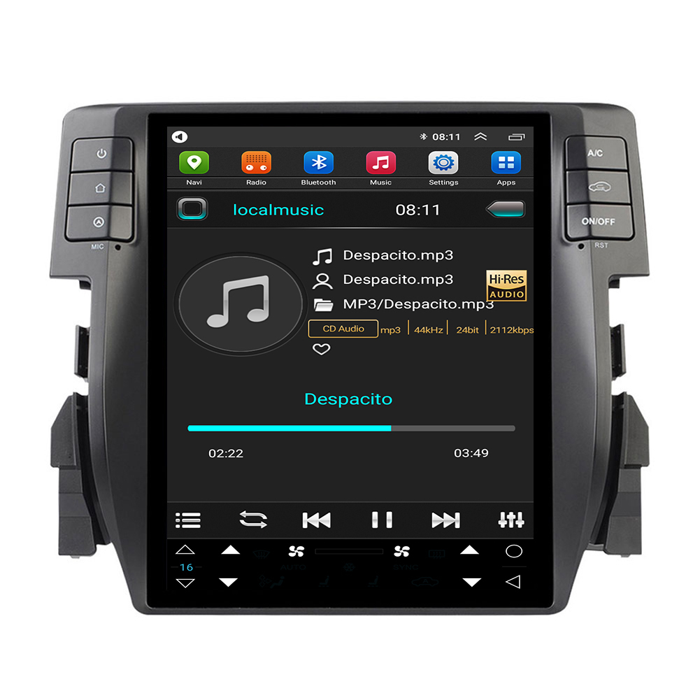 Car Cameras Android Electronics Radio for Honda Civic 2016 2017 2018 2019 2020 2021 2022 GPS Navigation Touch Car Vertical Screen Player