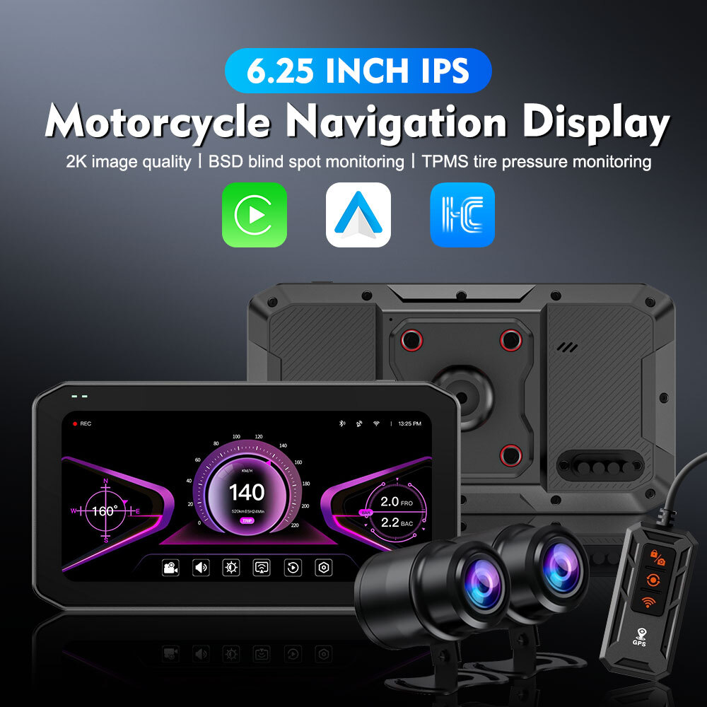 Universal Waterproof Ip67 6.25 Inch Hd Ips Screen Gps Navigation Wireless Android Auto Portable Motorcycle M9 Carplay Monitor