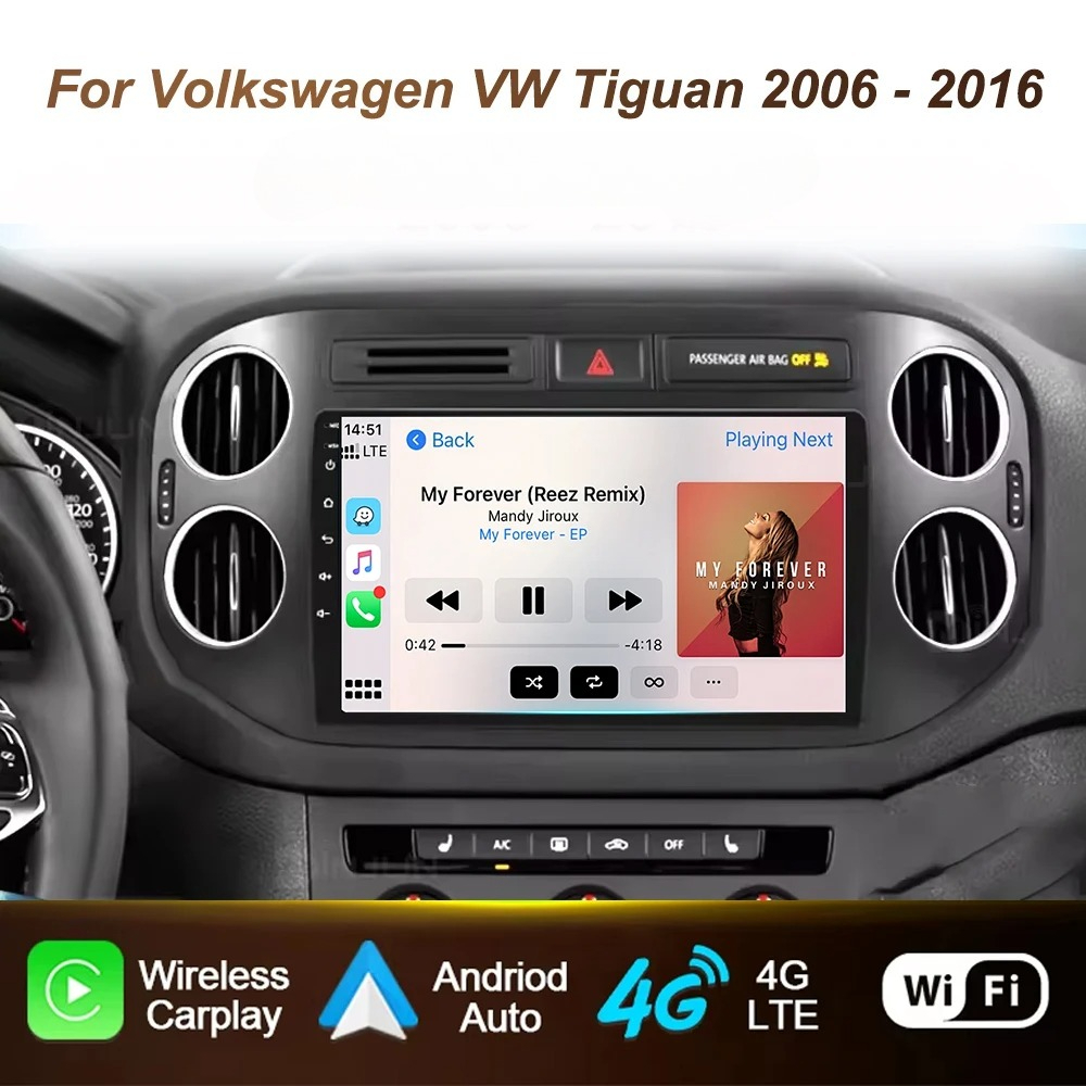 For Volkswagen Tiguan 2006-2016 Car GPS Player Stereo Radio Audio 10.1" Wireless carplay DSP SWC Car MultimediaRaido