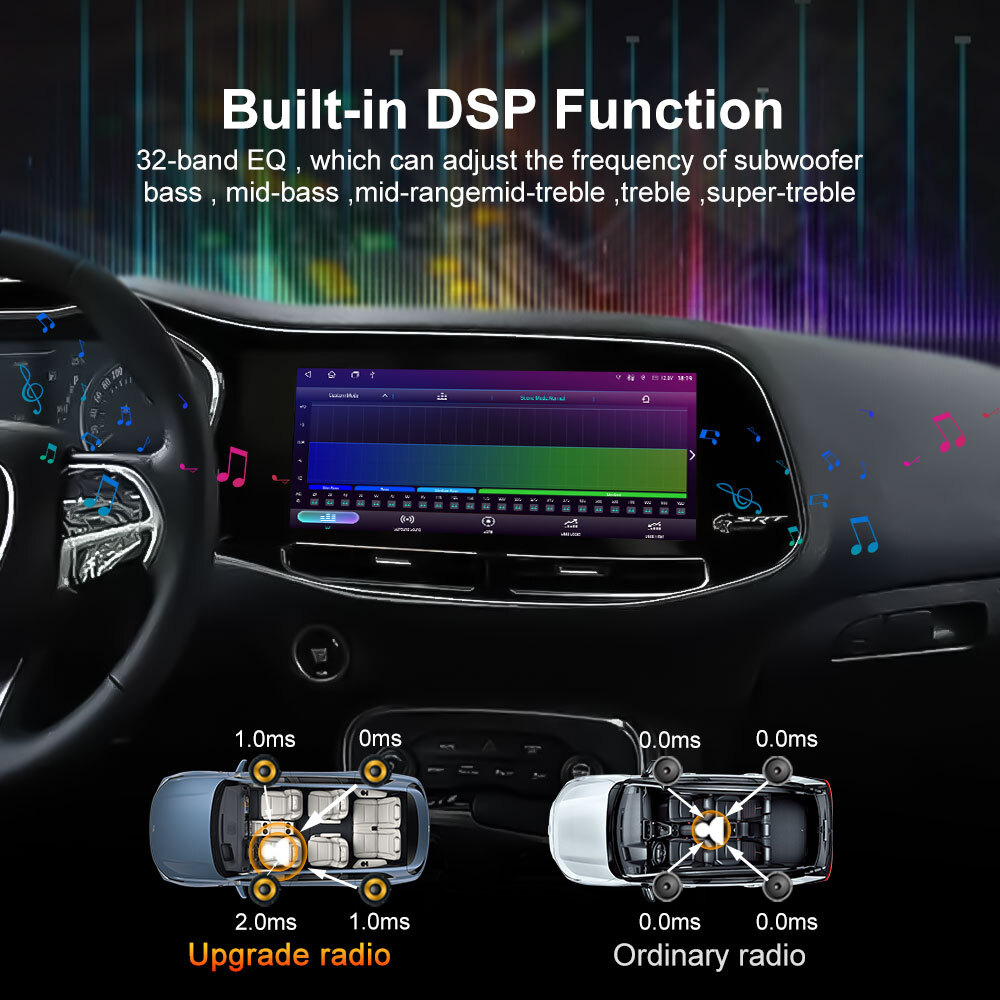 12.3-Inch CarPlay Compatible for DVD GPS Navigation Player for Dodge Challenger/ Charger SRT /Hellcat 2010-2023 Multimedia Stereo