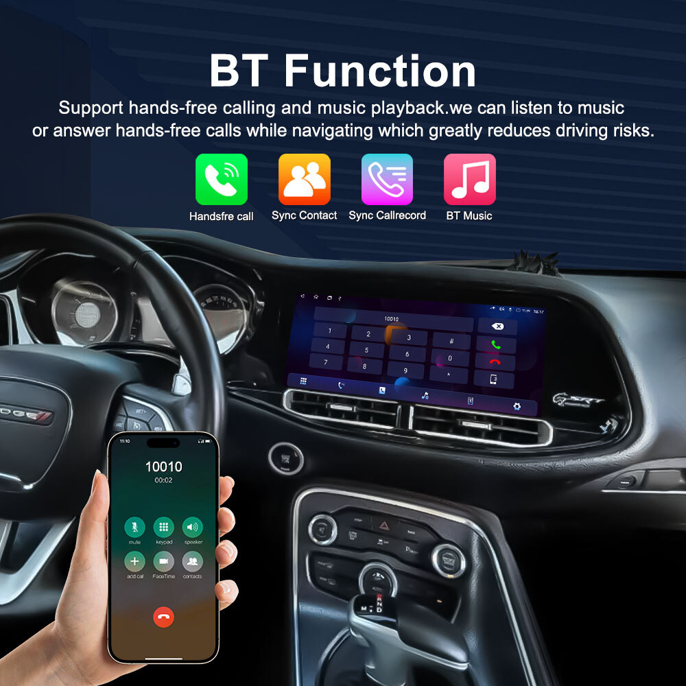 12.3-Inch CarPlay Compatible for DVD GPS Navigation Player for Dodge Challenger/ Charger SRT /Hellcat 2010-2023 Multimedia Stereo