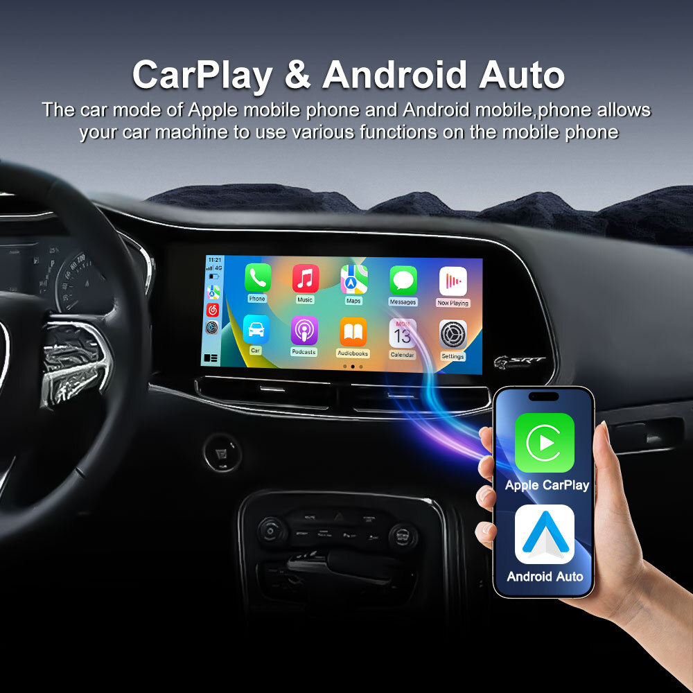 12.3-Inch CarPlay Compatible for DVD GPS Navigation Player for Dodge Challenger/ Charger SRT /Hellcat 2010-2023 Multimedia Stereo