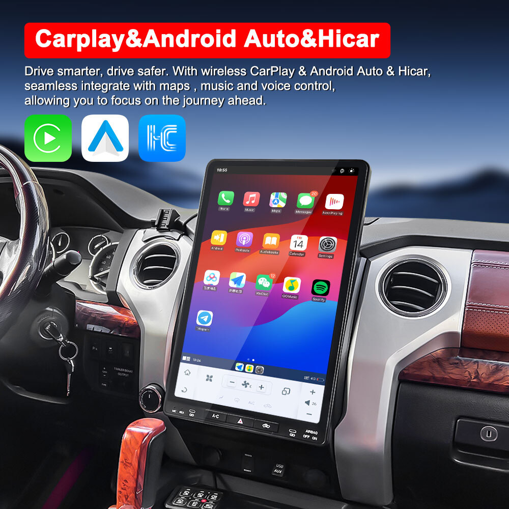 16.8inch Touch Screen Tundra 2015-2021 Qualcomm6125 Android System with Android Auto CarPlay Remote Control Stereo for DSP GPS
