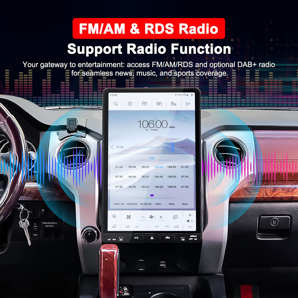 16.8inch Touch Screen Tundra 2015-2021 Qualcomm6125 Android System with Android Auto CarPlay Remote Control Stereo for DSP GPS