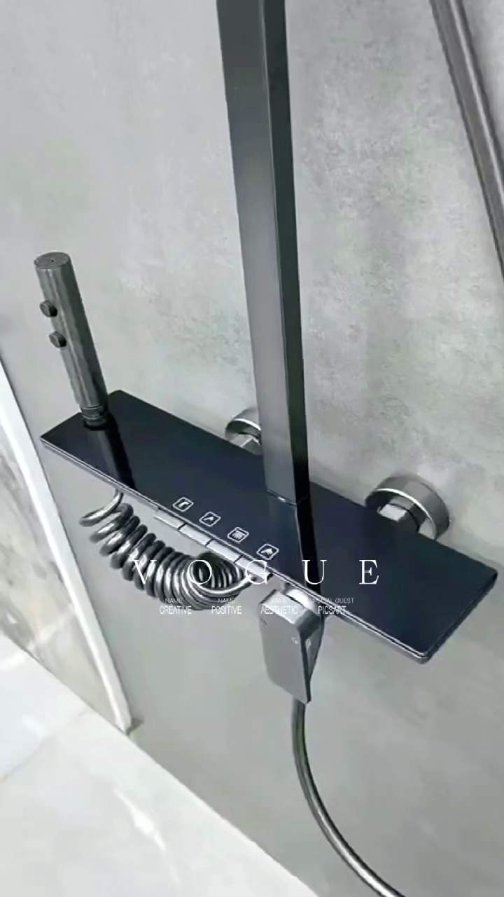 Black Multi-Function Anti-Limescale Shower Set with Rich Spray Modes and Thermostatic Control for Bathroom Projects