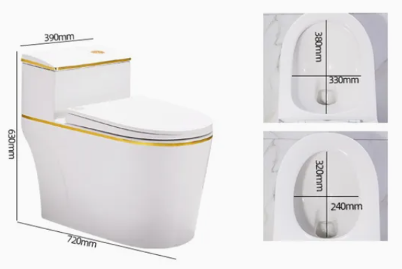 Elongated toilet example highlighting material and shape options