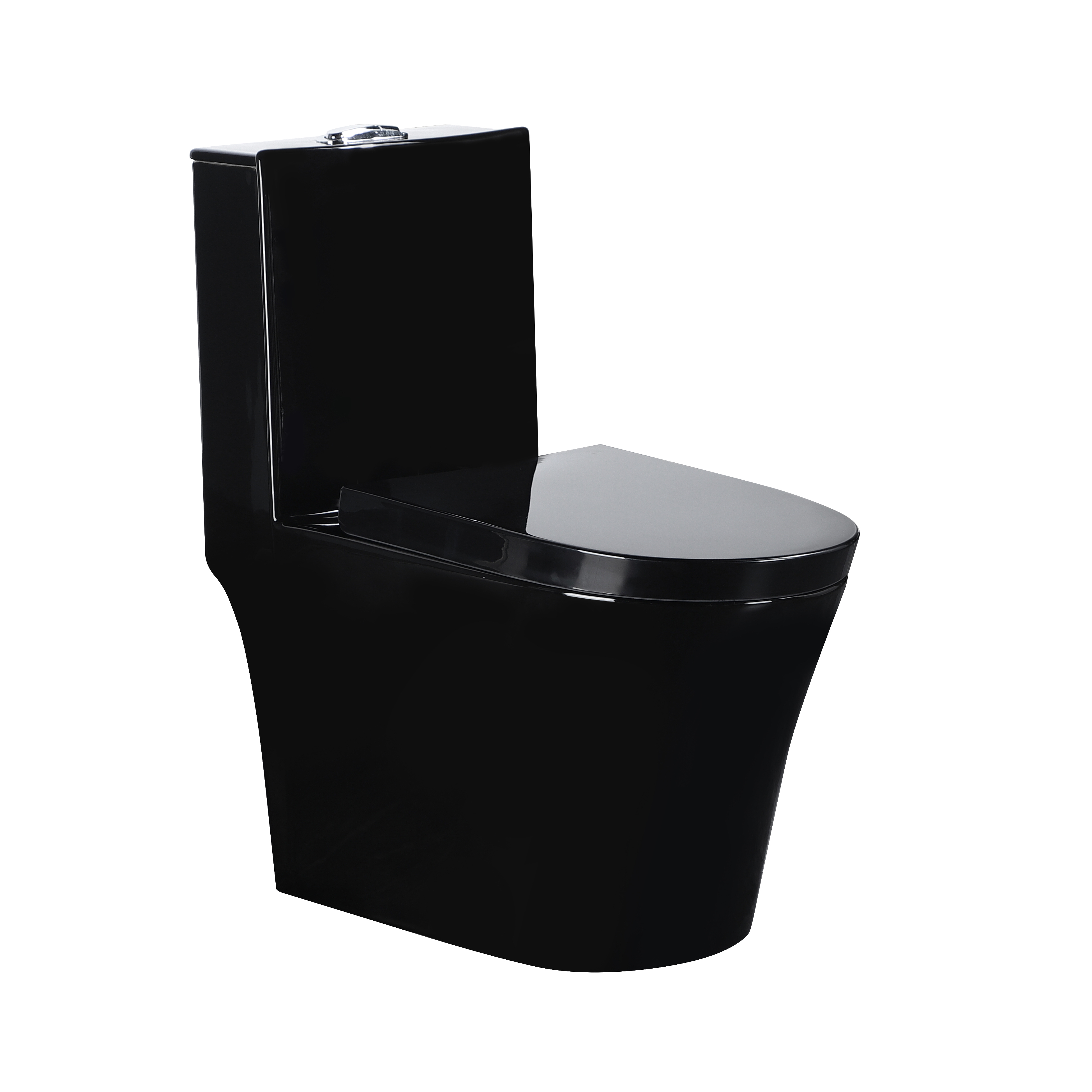 AIDI Siphonic Elongated Glossy Black Ceramic One Piece Toilet Comode Bathroom Water Closet