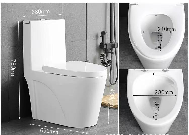 AIDI Siphonic Elongated Glossy Black Ceramic One Piece Toilet Comode Bathroom Water Closet