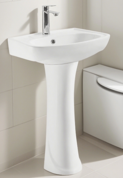 White Ceramic Pedestal Basin with Oval Bowl for Bathroom Washroom