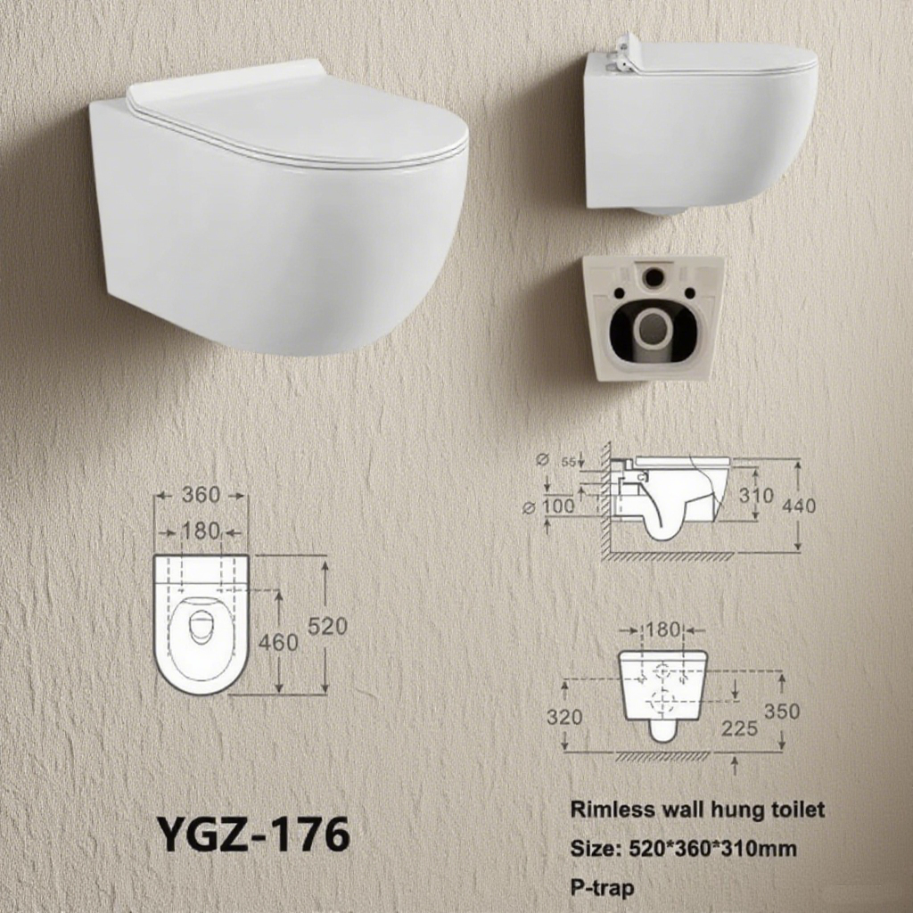 Europe Hot Sale Bathroom Wall Hung Toilet Bidet Sets Rimless WC Wall Mounted Toilette Bidet