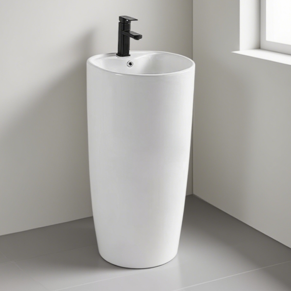 AIDI Customizable Pedestal Sink – Modern Minimalist Ceramic Basin