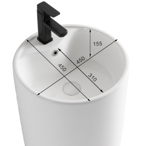 AIDI Customizable Pedestal Sink – Modern Minimalist Ceramic Basin