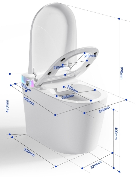 AIDI Smart Siphonic Toilet – Heated Seat & Auto Open Lid for EU/US Market