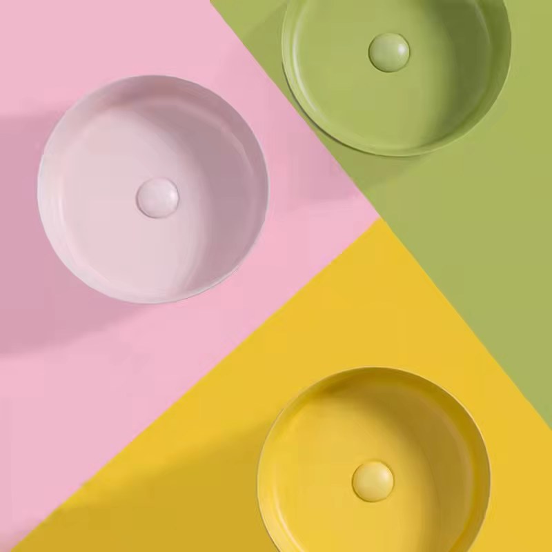 Modern Matte Color Vessel Sink Art Black Colorful Wash Hand Basin for Hotel Bathroom Countertop