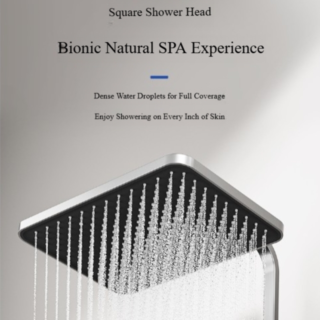 Black Multi-Function Anti-Limescale Shower Set with Rich Spray Modes and Thermostatic Control for Bathroom Projects