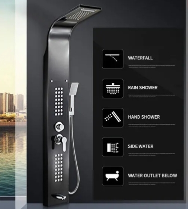 Luxury Wall Mounted Stainless Steel Shower Panel with LED, Rainfall, Waterfall & Body Jets – OEM Wholesale Available