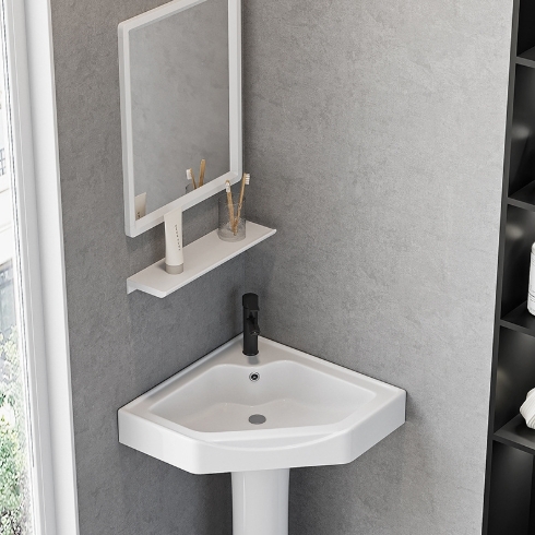AiDi Luxury Ceramic Pedestal Sink | Modern One-Hole Basin with OEM Options for Hotels & Apartments