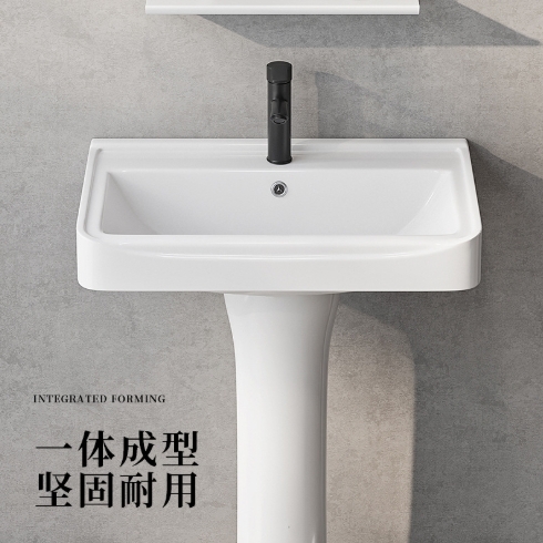 AiDi Luxury Ceramic Pedestal Sink | Modern One-Hole Basin with OEM Options for Hotels & Apartments