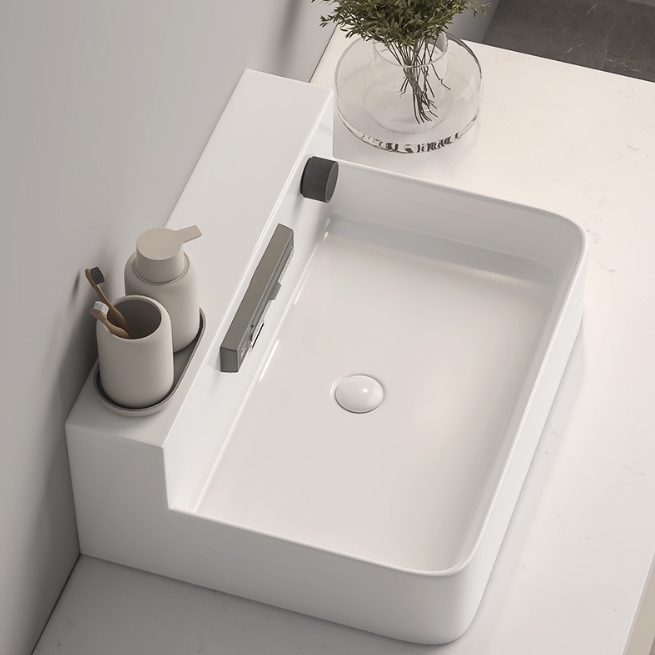 AiDi Modern Ceramic Countertop Basin | White One-Piece Sink with OEM Options for Hotels & Apartments