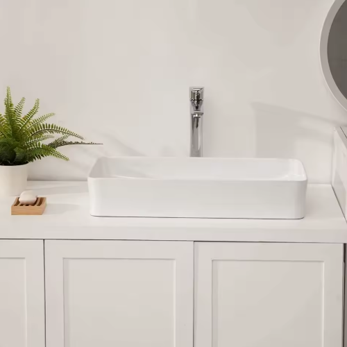 Hot Sale Easy Clean Ceramic Countertop Basin – Modern White Sink for Bathroom Projects