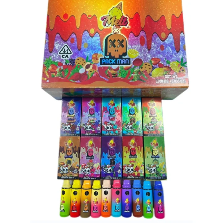 Melt Packman 1ml 1g LED Display Screen 2ml 2 Grams 10 Flavors Rechargeable Disposable Wholesale UK EU Stock Empty Vape Pen