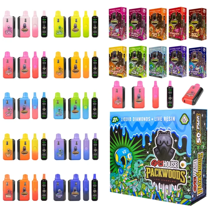 Gas House Packwoods New Flavors Digital Display Screen 2ml 2g Rechargeable Wholesale USA Stock Empty Disposable Vape Pen