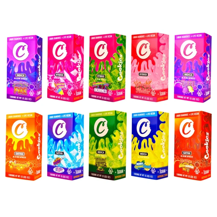 Cookies With LED Screen 1G 10 Flavors All in One Wholesale Empty Pen EU Stock Disposable Rechargeable Vape