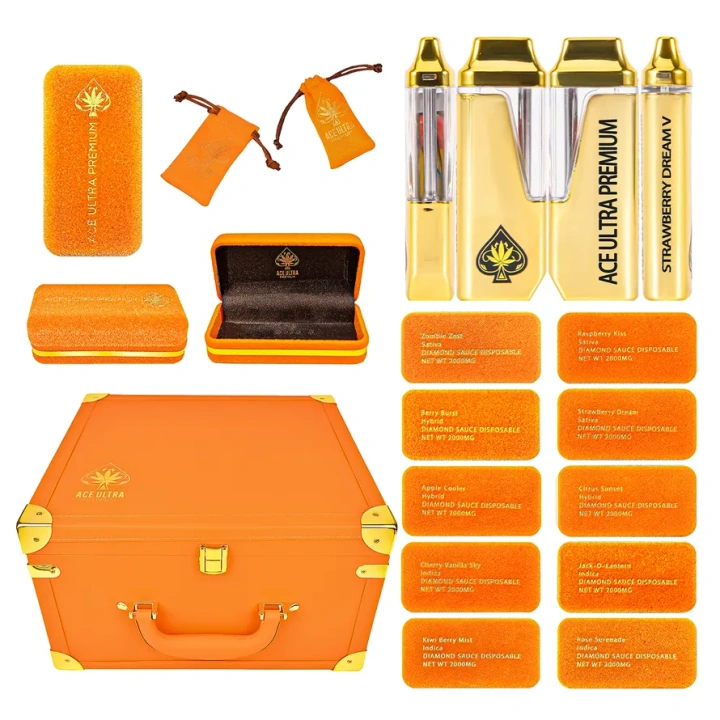 ACE Ultra Premium Orange Spring Edition 2g Disposable Rechargeable Battery USA Stock Wholesale Empty Vape Pen