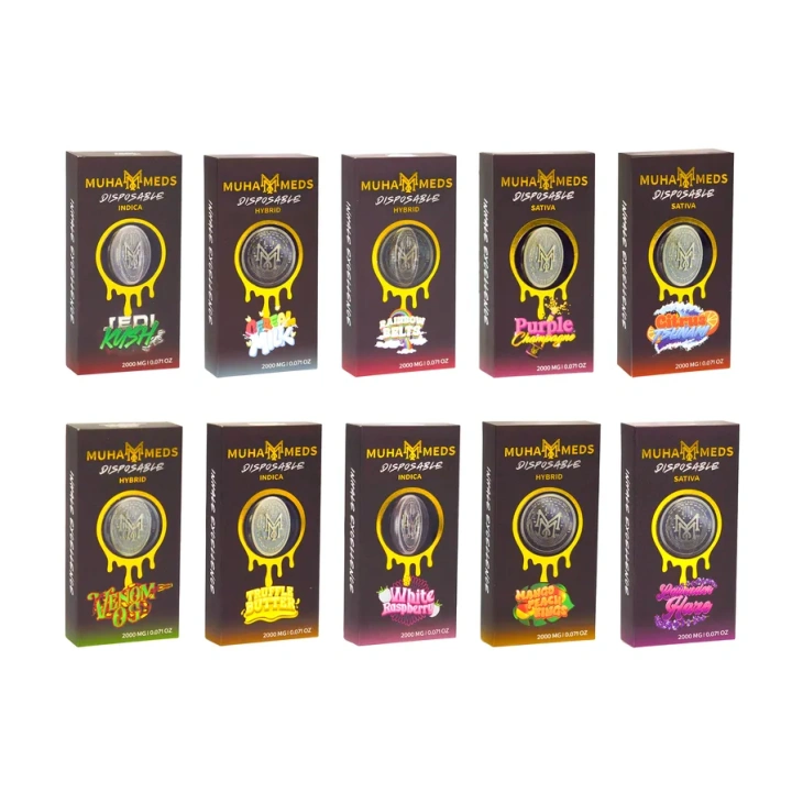 Muha Meds 2ml Postless LED Screnn Display Carts Empty Disposable Vape Pen USA Stock