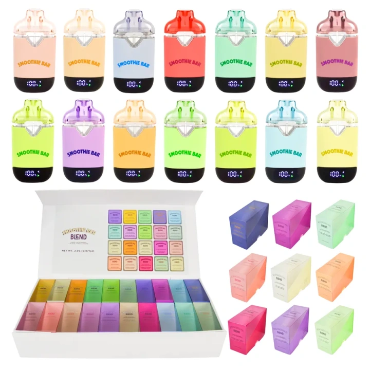Smoothie Bar Blend 1ml+1ml Dual Chamber With Screen 2g Empty Disposable Vape Pen 40 Flavors USA Stock