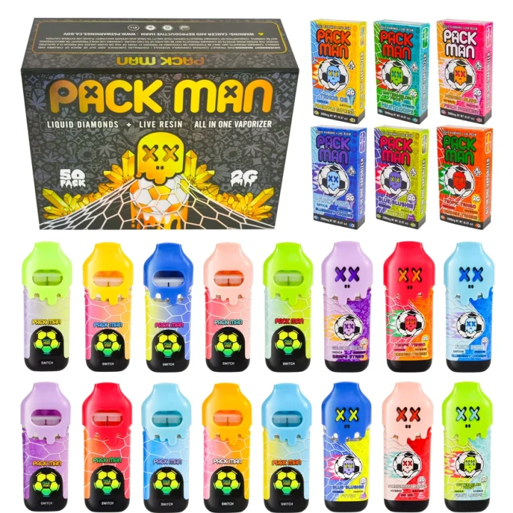Packman Football 1ml+1ml Dual Chamber With Screen 2g Empty Disposable Vape Pen 20 Flavors USA Stock