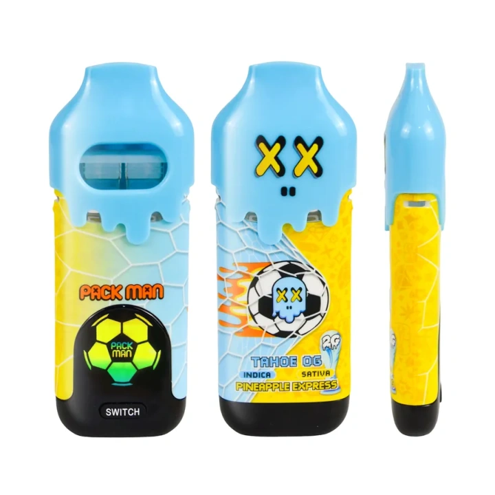 Packman Football 1ml+1ml Dual Chamber With Screen 2g Empty Disposable Vape Pen 20 Flavors USA Stock