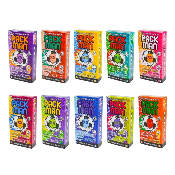 Packman Football 1ml+1ml Dual Chamber With Screen 2g Empty Disposable Vape Pen 20 Flavors USA Stock