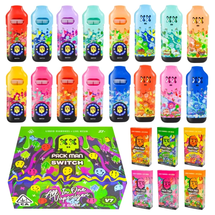 Packman V7 1ml+1ml Dual Chamber With Screen 2g Empty Disposable Vape Pen 20 Flavors USA Stock