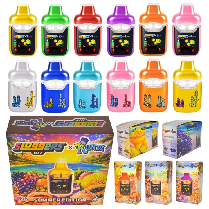Sluggers Hits Runtz Collabs Summer 1ml+1ml Dual Chamber With Screen 2g Empty Disposable Vape Pen 20 Flavors USA Stock
