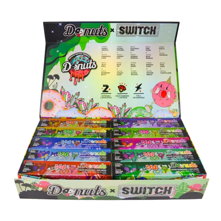 Donuts V4 Dual Chamber 1ml+1ml Dual Chamber With Screen 2g Empty Disposable Vape Pen 20 Flavors USA Stock