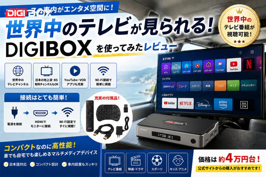 ハイエースで世界中のテレビが見られる？「DIGIBox D6 Max」を実際に使っ