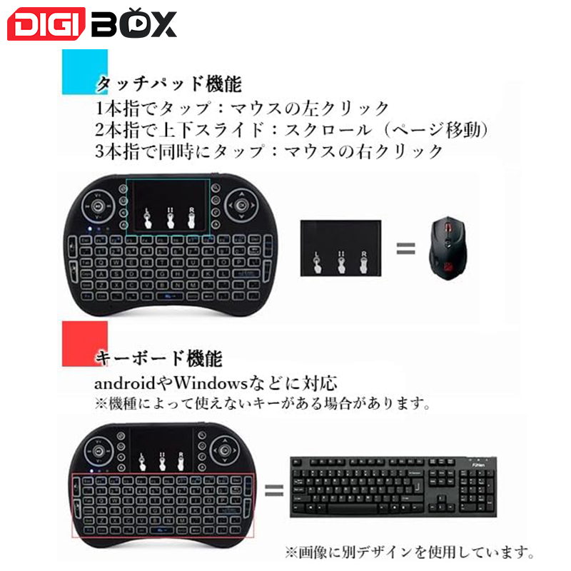 Mini i8 ワイヤレスキーボード 2.4GHz｜タッチパッド搭載・DIGIBox対応