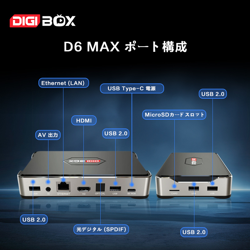 DIGIBox D6 Max 正規品|高性能Android TVボックス・月額不要で世界の DIGIBox D6 Max 正規品|高性能Android TVボックス・月額不要で世界の