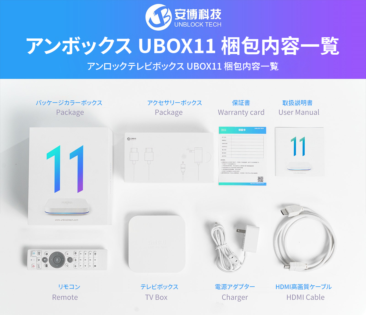 2024年 UnblockTech 最新モデル（国際版／グローバル対応）- Unblock UBox11／第11世代TVボックス