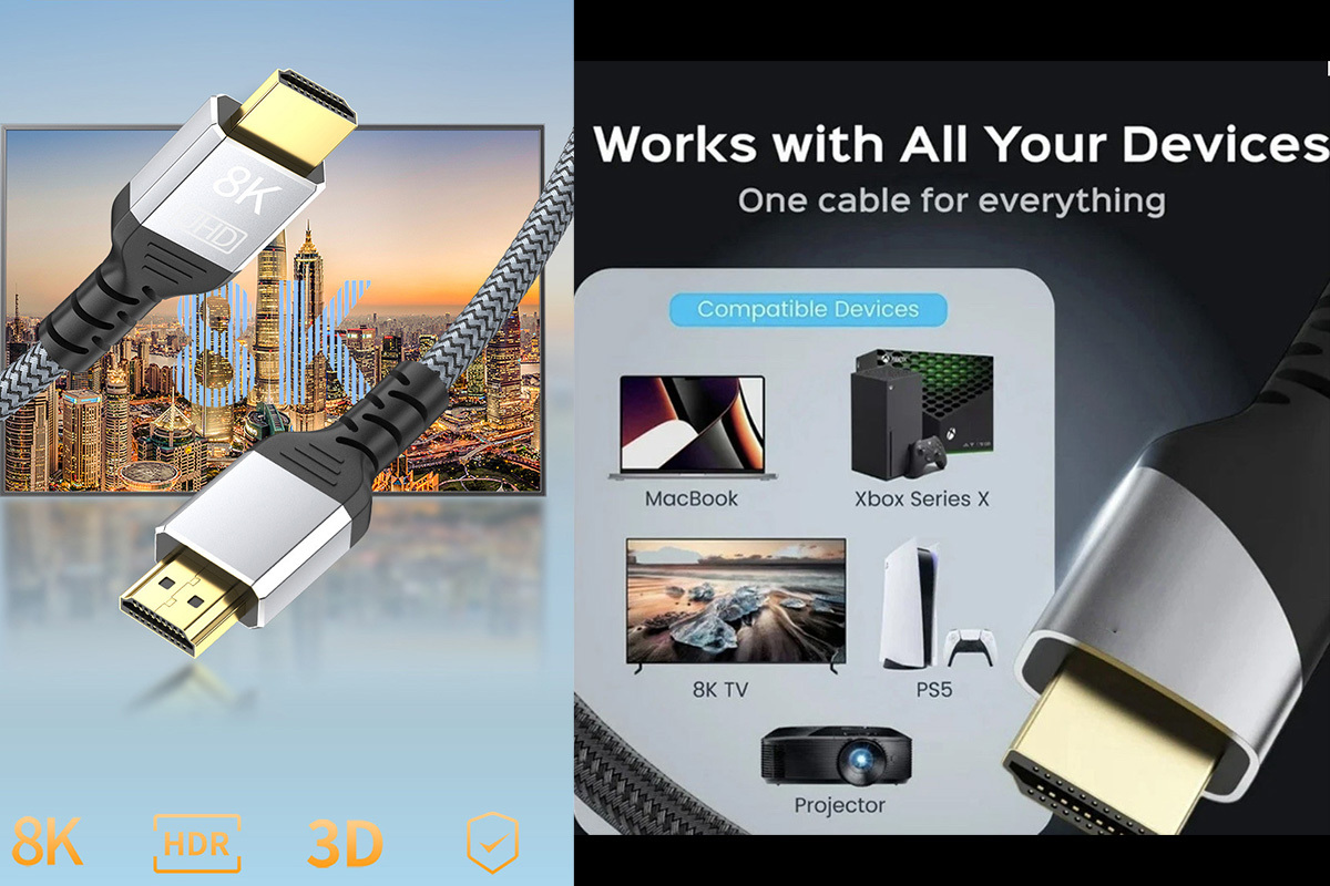 HDMI 2.1認証 8K対応 超高速 編組ケーブル｜テレビ・モニター・PC・TVボックス・プロジェクター対応