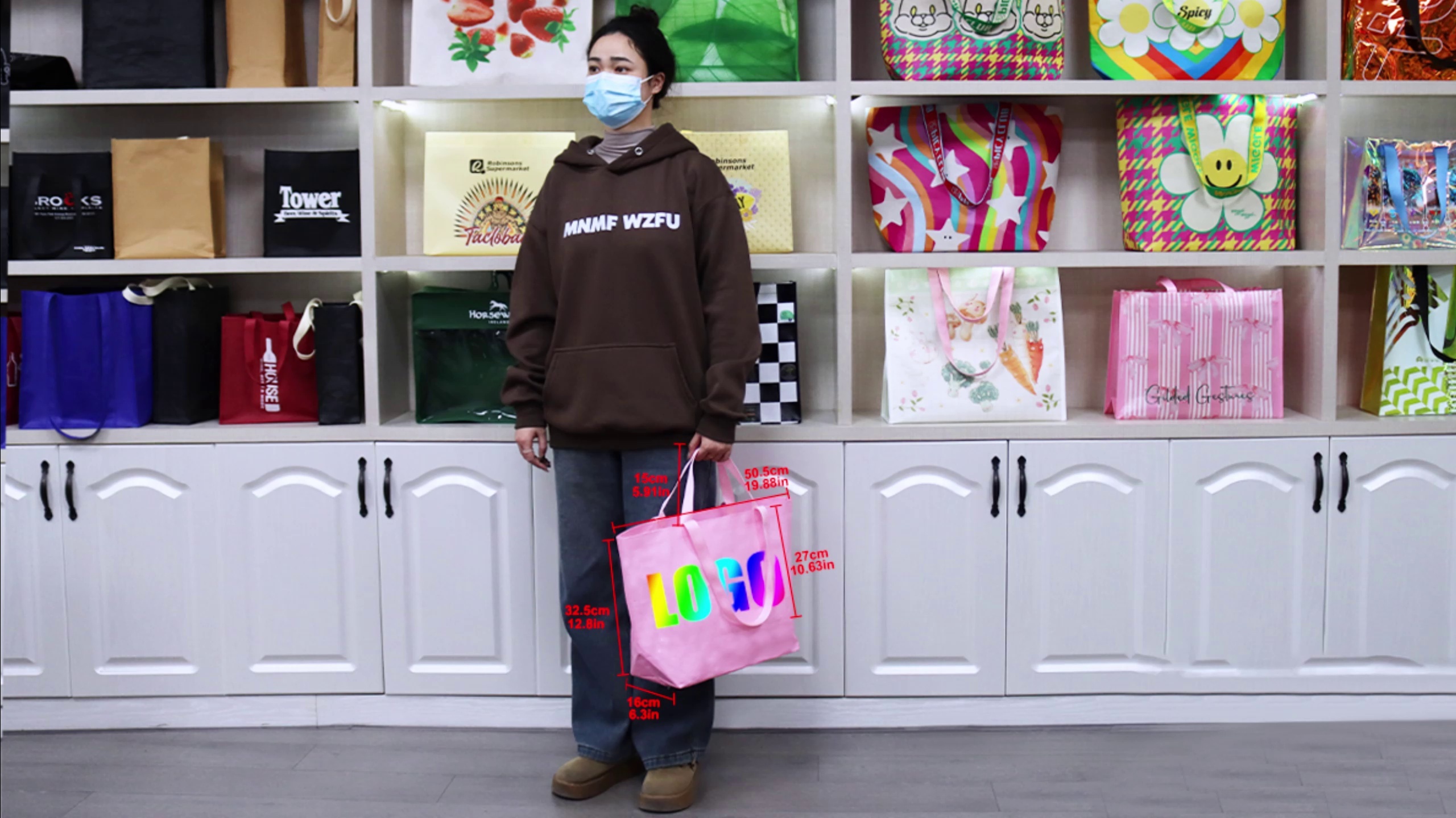 PP Woven Bag-With bottom but no sides-Double handle-Size X  