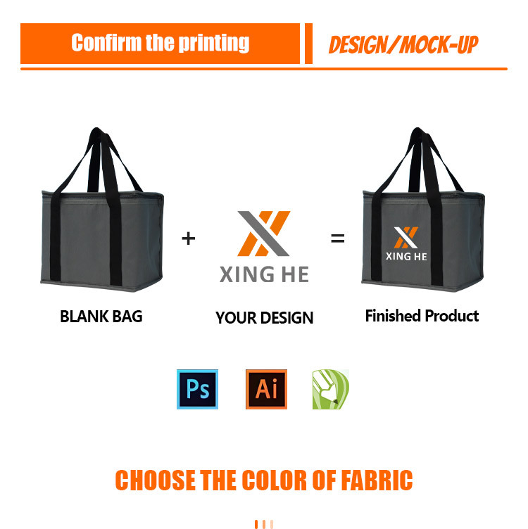 Xinghe Hot Selling Custom Logo Foldable Grocery Tote Waterproof Shopping Bag PPSupermarket Outdoor Use Storage Backpack with Zipper  