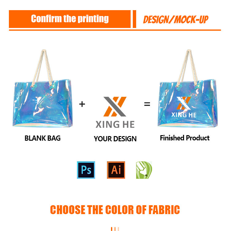 Xinghe Galaxy-Effect Laser PVC Bag - Festival & Concert Merchandise Essential Pvc Tote Shopping Bag  