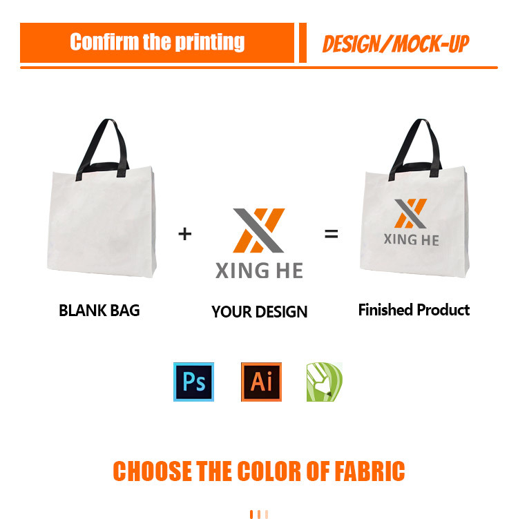 Xinghe Custom Logo Tote Bag Durable RPET Moving shopping Bags with Handled Fashion Style Pc Durable Packaging
